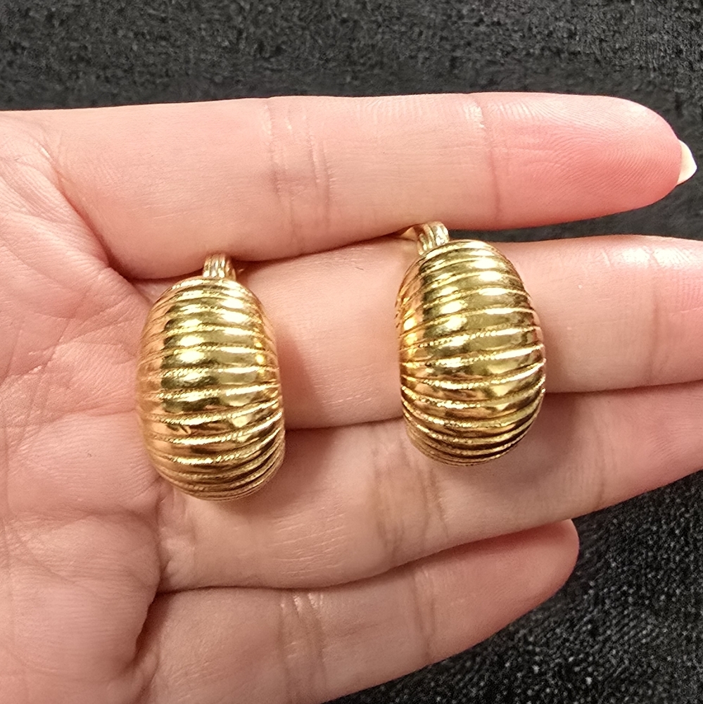 Elegant Gold-Toned Shell Clip On Earrings